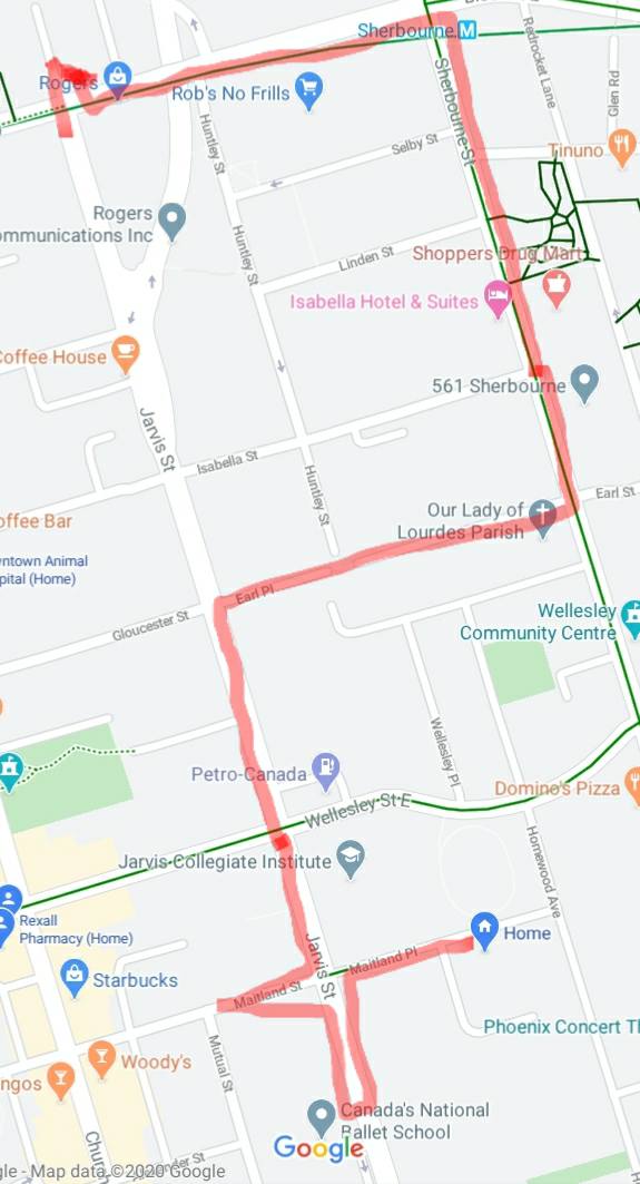 Uber map Map traced with the coffee trip