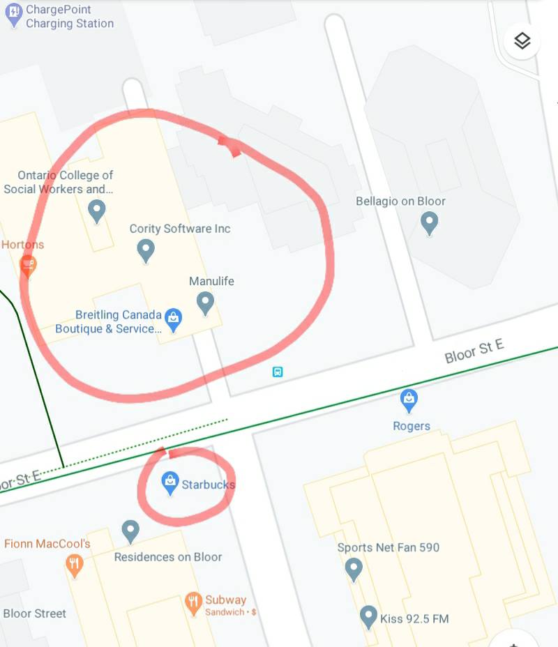 Screenshot of the Uber Eats Google map